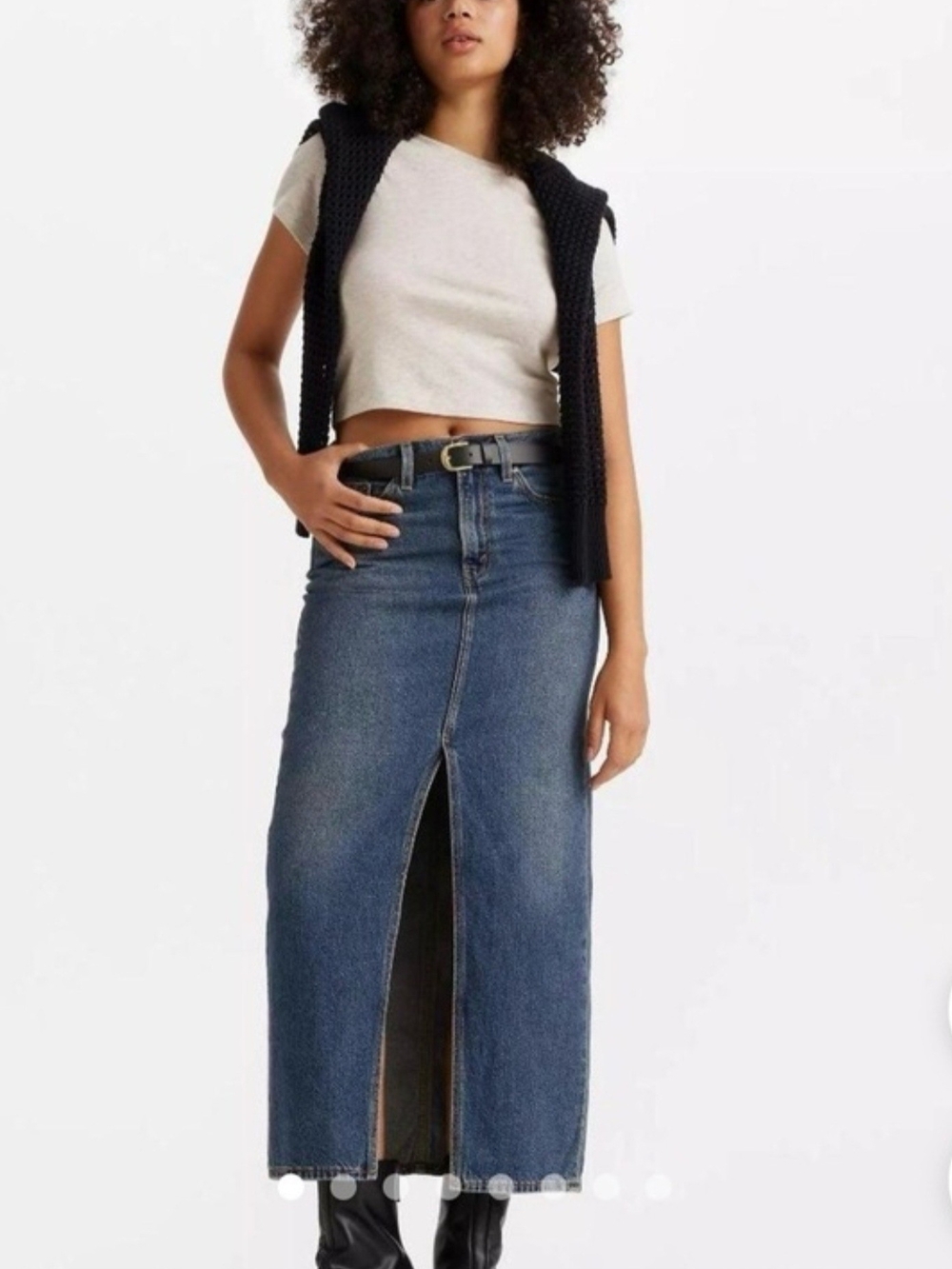 Levi's Premium Denim Midi Skirt with Front Slit Size 29